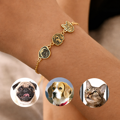 Personalized Pet Portrait Bracelet – Custom Cat or Dog Memorial Jewelry, Stainless Steel Keepsake Gift