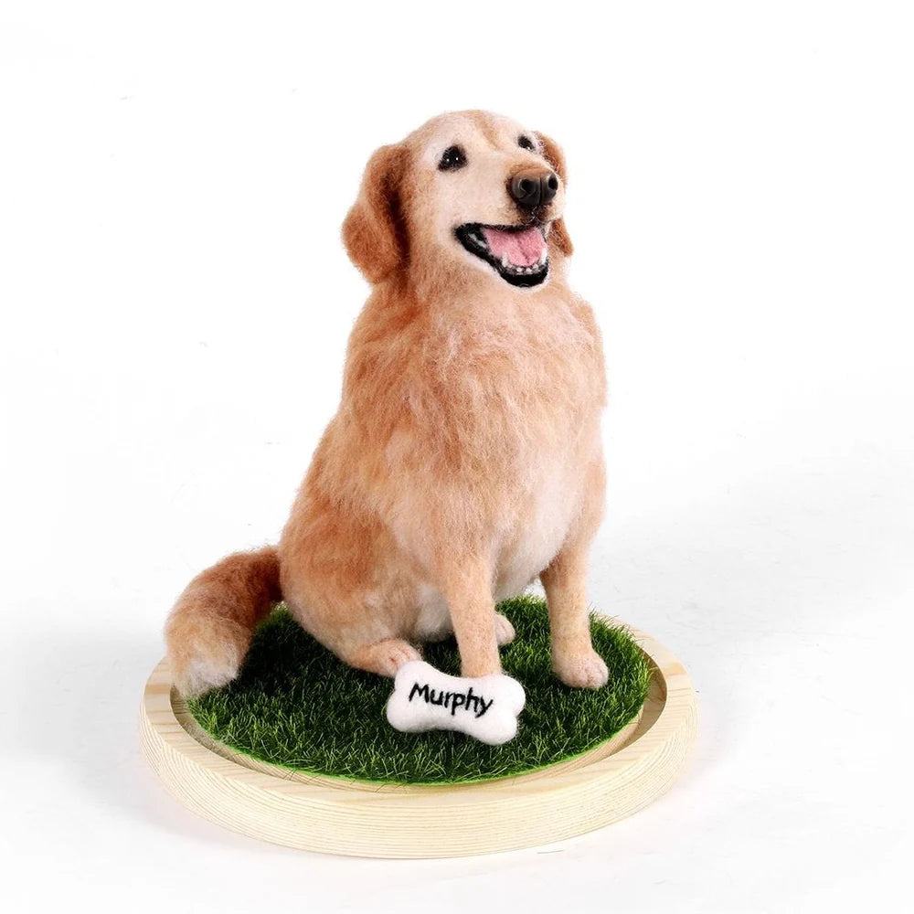 Custom Felt Pet Memorial Sculpture – Realistic Handmade Wool Figurine