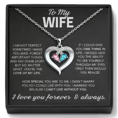 For My Wife – Custom Heart-Shaped Necklace with 12 Birthstones