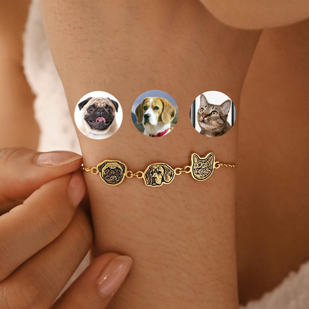 Personalized Pet Portrait Bracelet – Custom Cat or Dog Memorial Jewelry, Stainless Steel Keepsake Gift