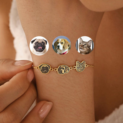 Personalized Pet Portrait Bracelet – Custom Cat or Dog Memorial Jewelry, Stainless Steel Keepsake Gift