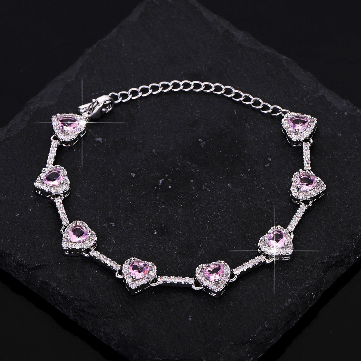 Luxury Heart Zircon Necklace & Bracelet Set – Elegant Fashion Jewelry for Women