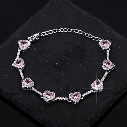 Luxury Heart Zircon Necklace & Bracelet Set – Elegant Fashion Jewelry for Women
