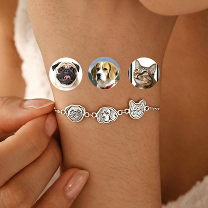 Personalized Pet Portrait Bracelet – Custom Cat or Dog Memorial Jewelry, Stainless Steel Keepsake Gift