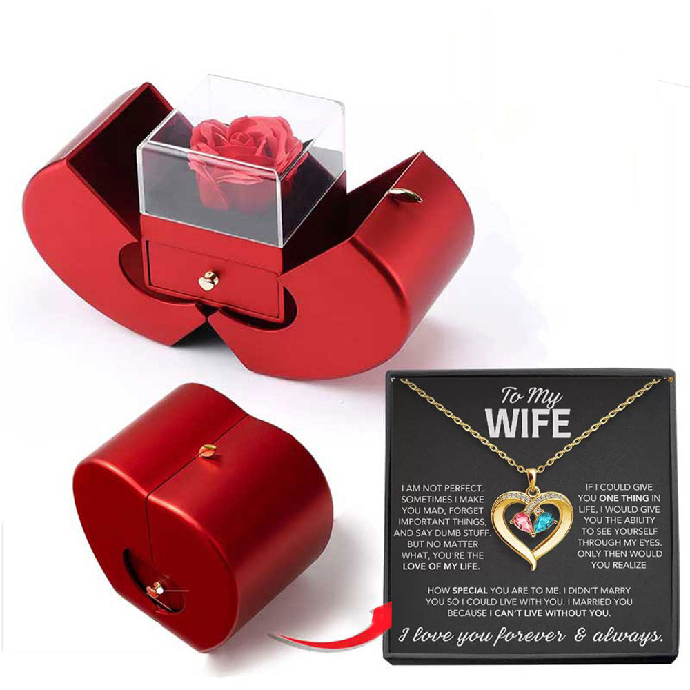 For My Wife – Custom Heart-Shaped Necklace with 12 Birthstones