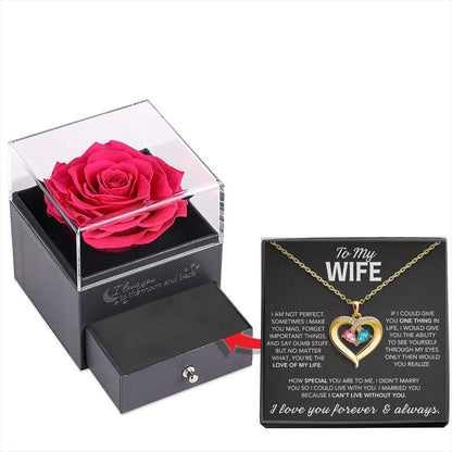 For My Wife – Custom Heart-Shaped Necklace with 12 Birthstones