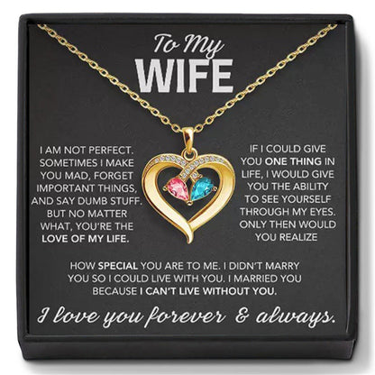 For My Wife – Custom Heart-Shaped Necklace with 12 Birthstones