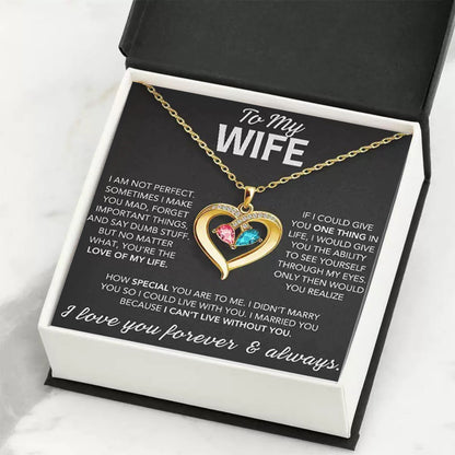 For My Wife – Custom Heart-Shaped Necklace with 12 Birthstones