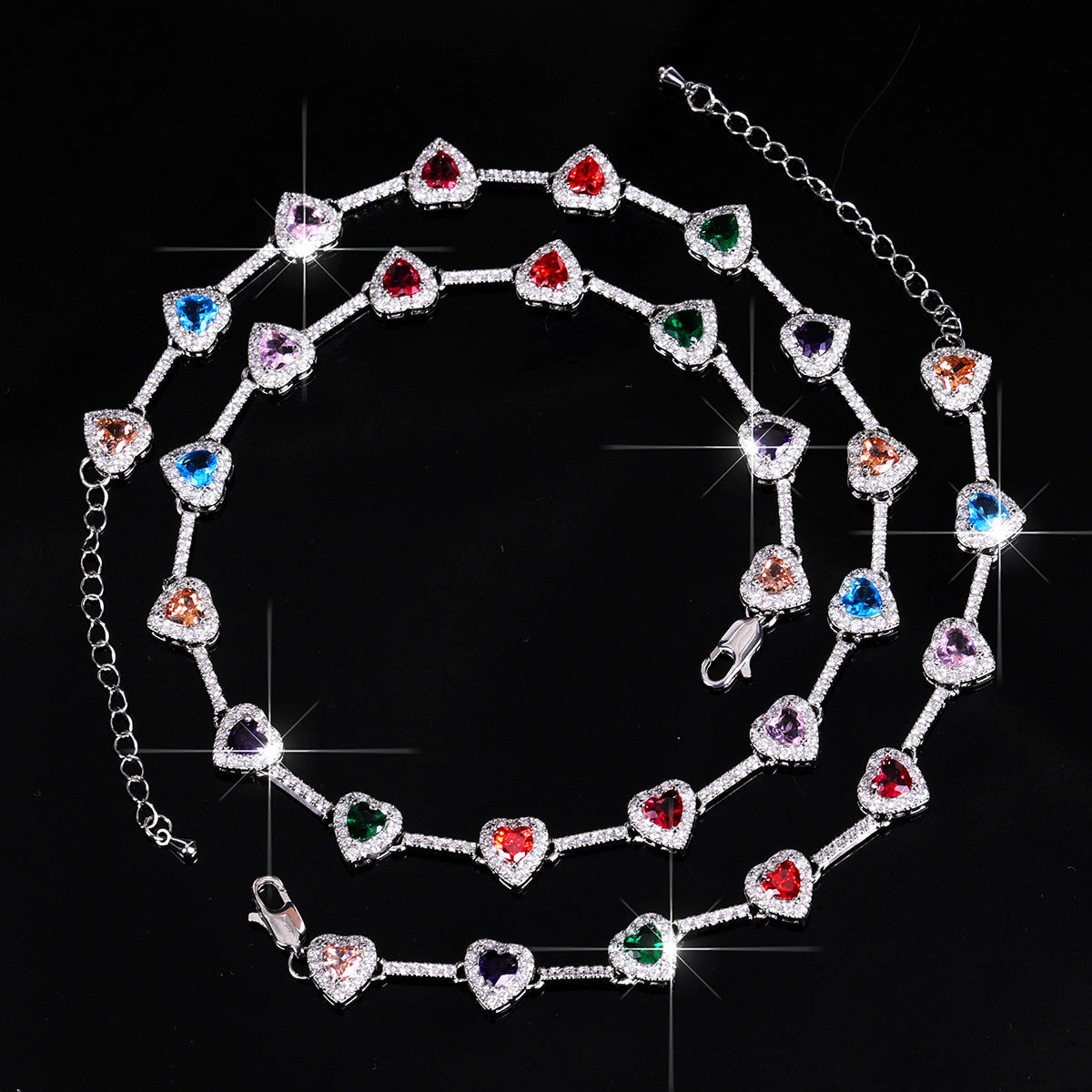 Luxury Heart Zircon Necklace & Bracelet Set – Elegant Fashion Jewelry for Women