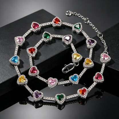 Luxury Heart Zircon Necklace & Bracelet Set – Elegant Fashion Jewelry for Women