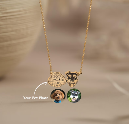 Custom Pet Portrait Necklace, Pet Memorial Jewelry, Pet Name Necklace, Engraved Necklace, Dog & Cat Necklace, Women Necklace, Gift for Her