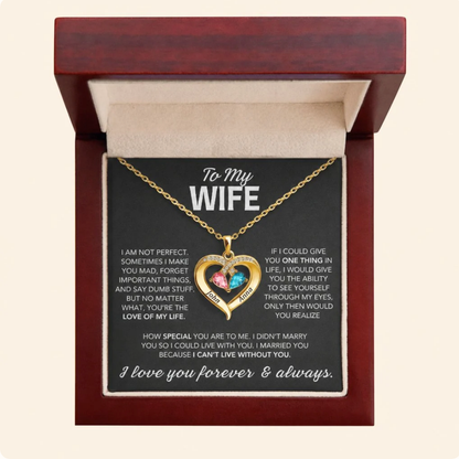 For My Wife – Custom Heart-Shaped Necklace with 12 Birthstones
