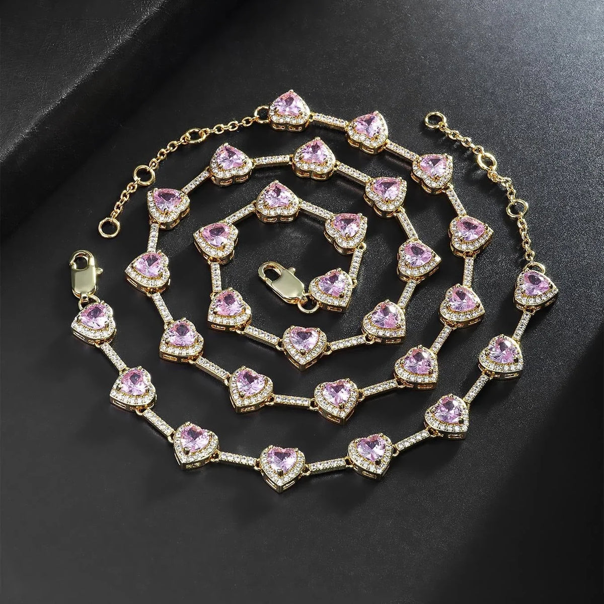Luxury Heart Zircon Necklace & Bracelet Set – Elegant Fashion Jewelry for Women