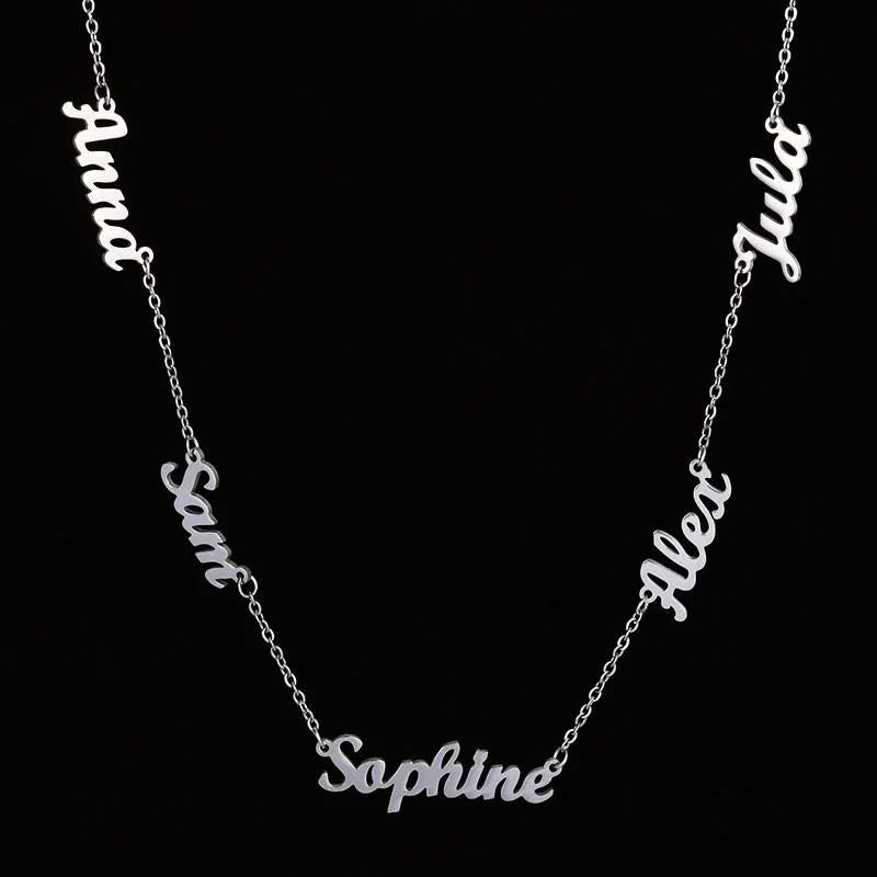 Multi-Name Custom Necklace Personalized Letter Necklace Anniversary Gift for Her（Add up to 6 names）