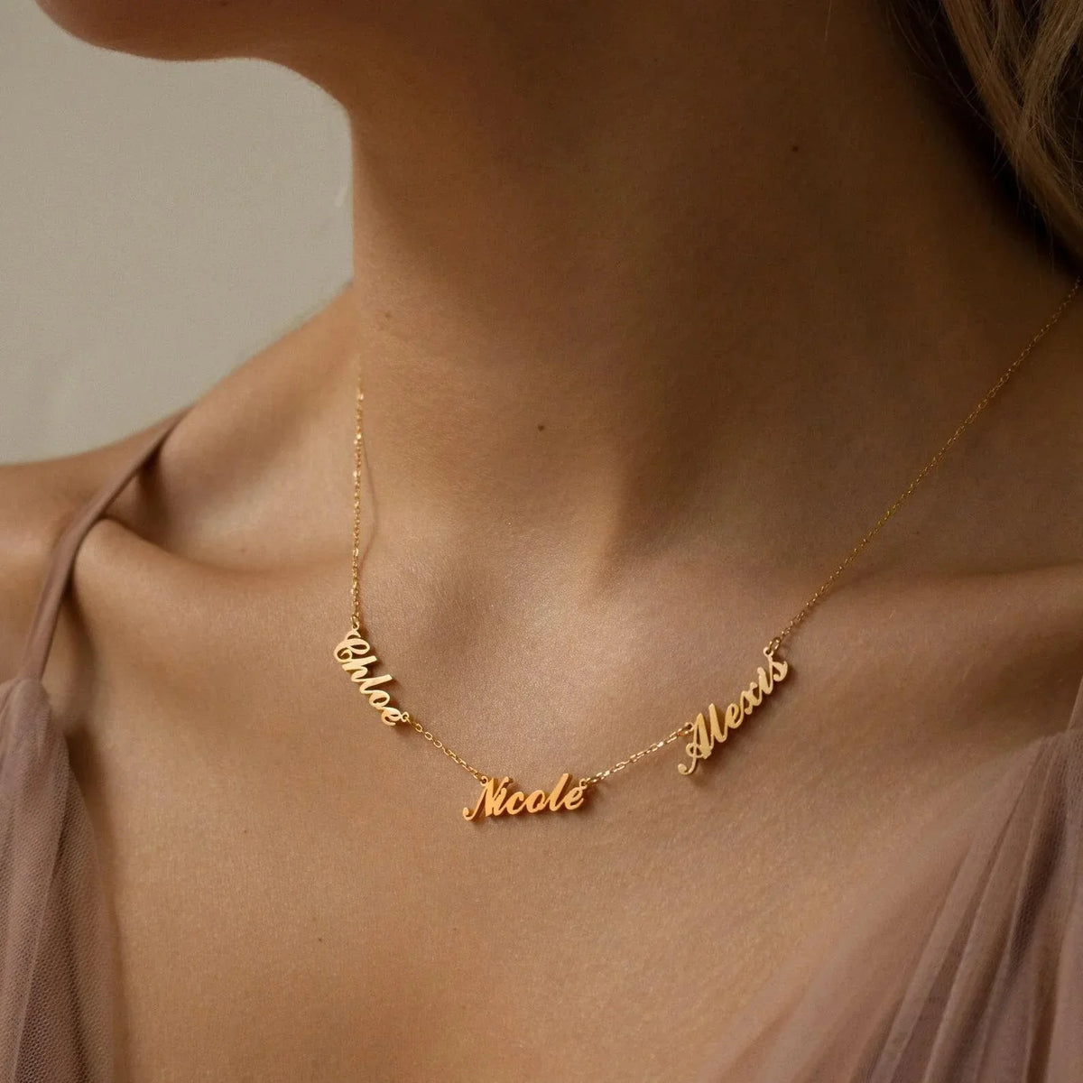 Multi-Name Custom Necklace Personalized Letter Necklace Anniversary Gift for Her（Add up to 6 names）