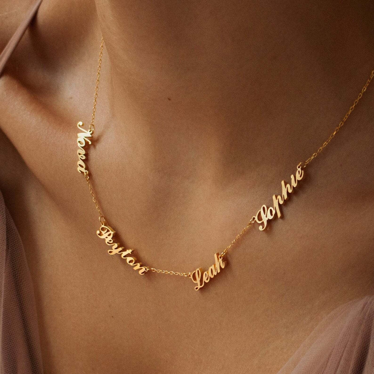 Multi-Name Custom Necklace Personalized Letter Necklace Anniversary Gift for Her（Add up to 6 names）