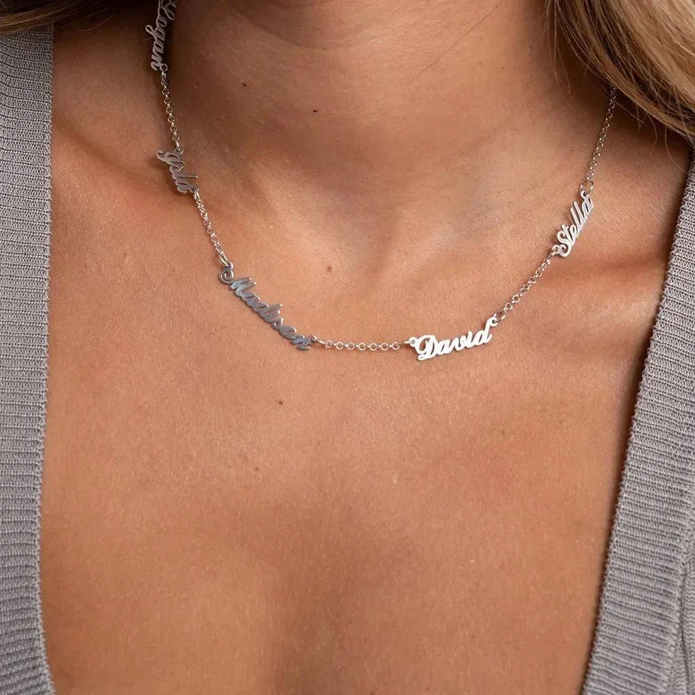 Multi-Name Custom Necklace Personalized Letter Necklace Anniversary Gift for Her（Add up to 6 names）