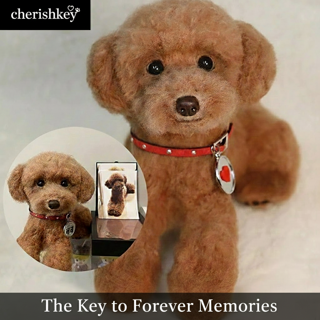 Custom Felt Pet Memorial Sculpture – Realistic Handmade Wool Figurine